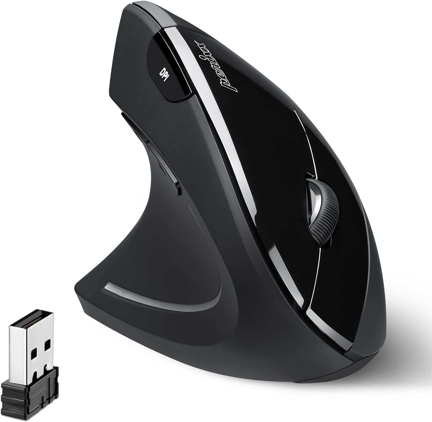 Perixx PERIMICE-713L left handed wireless vertical mouse, a left-moulded ergonomic mouse for wrist pain and RSI