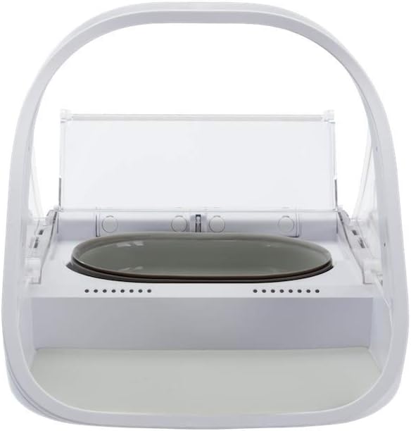 Close-up of the SureFeed microchip reader arch above the pet feeder bowl