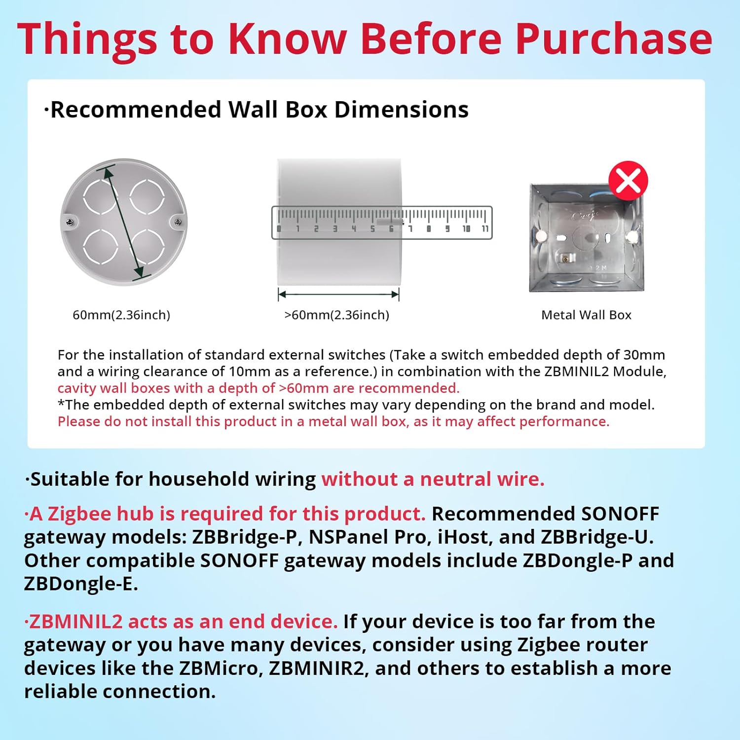 SONOFF ZBMINIL2 packaging for the two pack no neutral wire smart switch