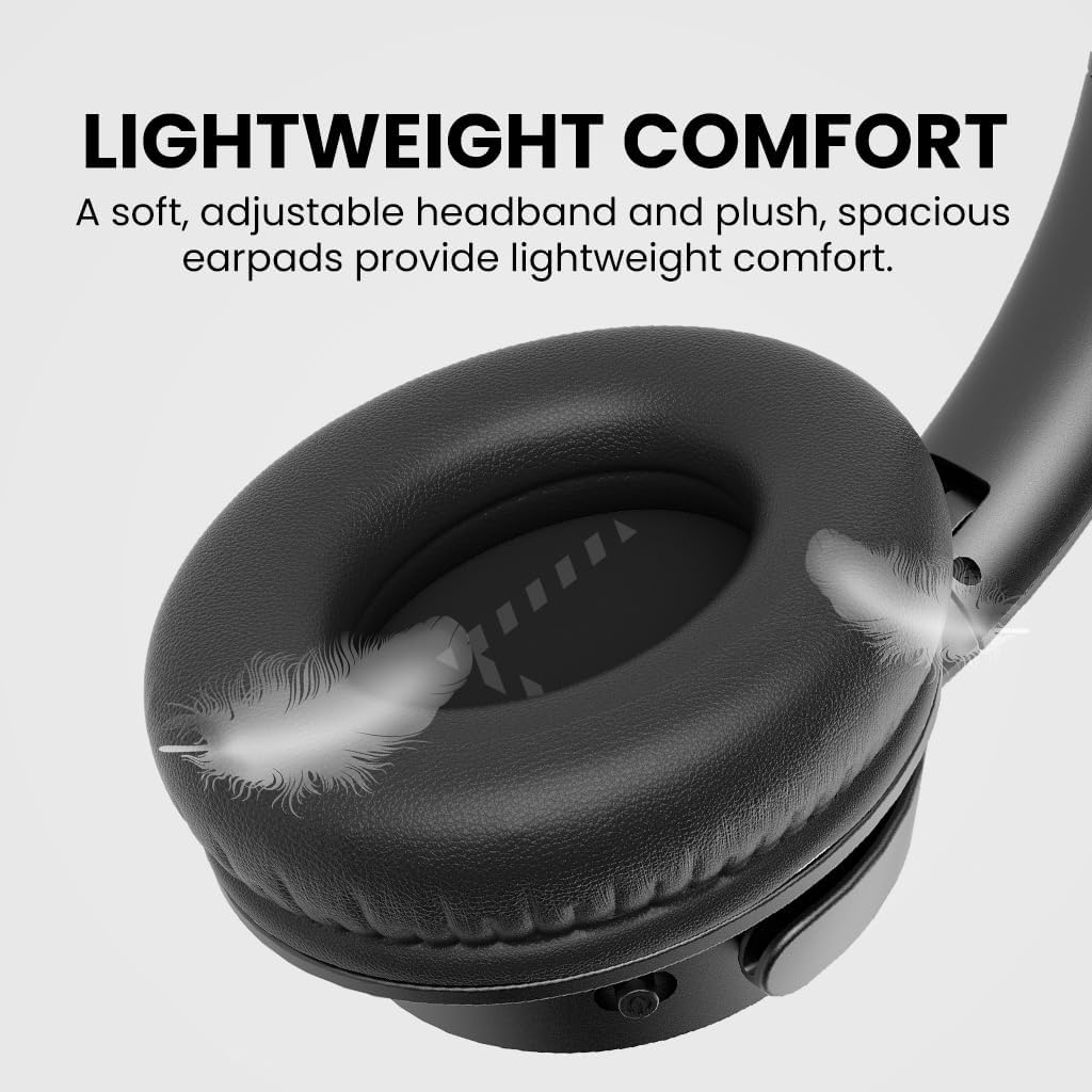 Close-up of the Avantree Ensemble earpad and the headband arm joint, the area reviewers most often report failing