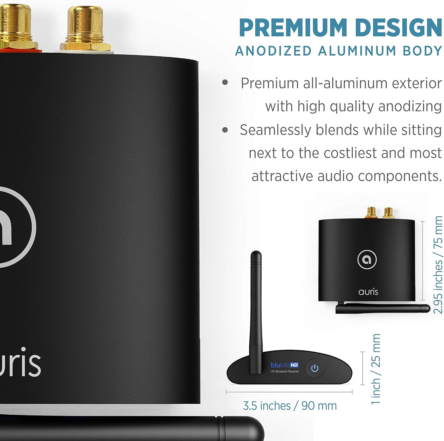 Feature graphic showing the Auris BluMe HD codec and DAC specifications
